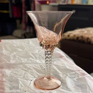 Vintage Pink Glass Liquor Cocktail Stem Glass